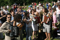 Merlin Shepherd conducting the outdoor ensemble 